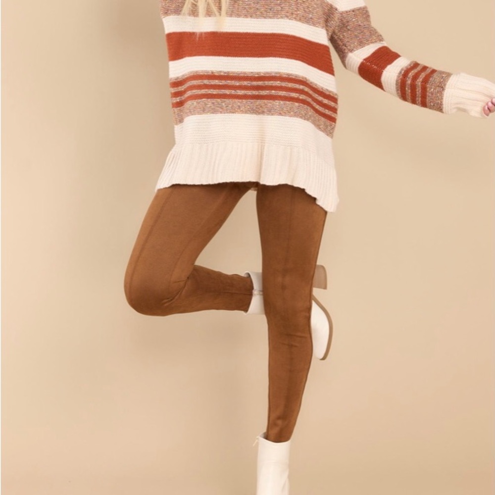 Faux suede rich Carmel Spanx leggings.